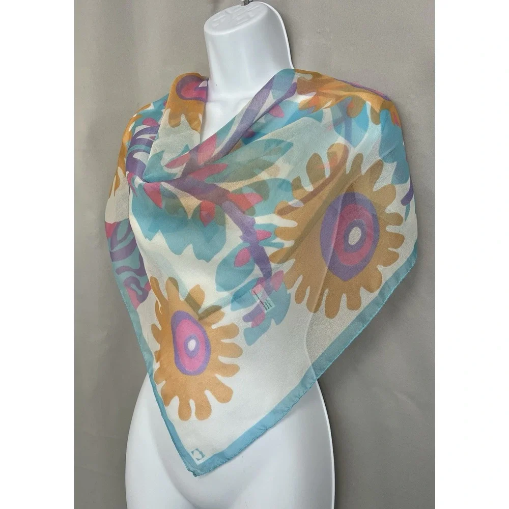 Vintage made in Italy Scarf Floral 100% Polyester‎